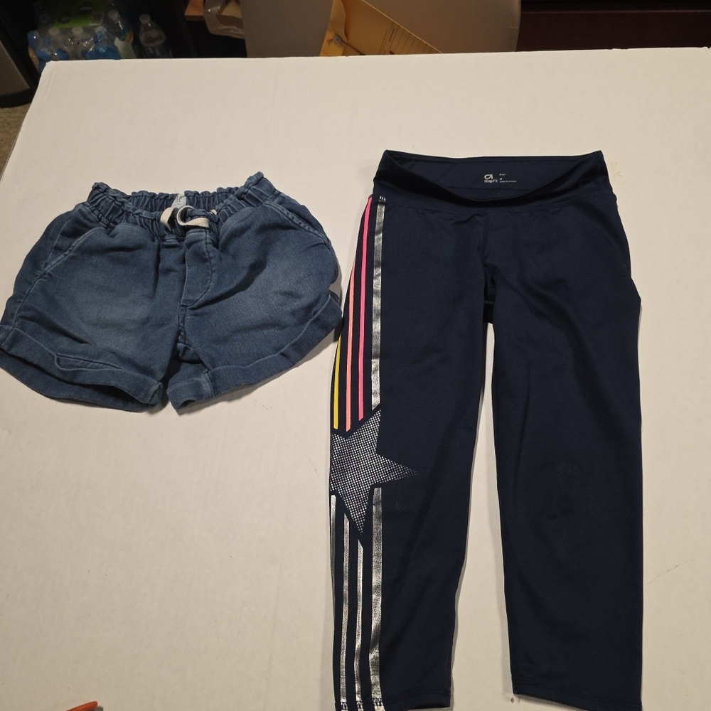 GapFit Blue Star Leggings Activewear M With Bonus Gap Shorts